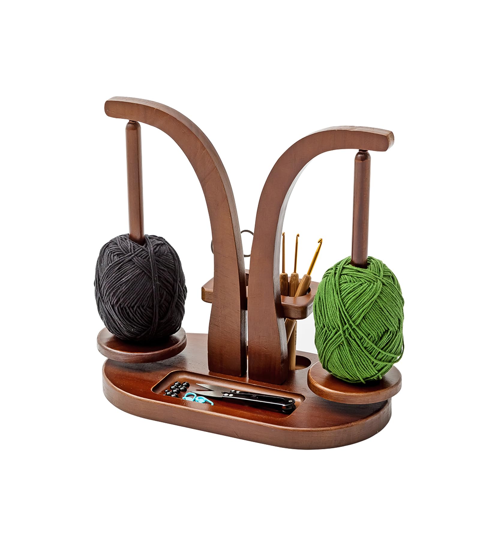 Baffect Wollabwickler Magnetisch, Wollhalter Holz mit Strickzubehör Organizer, Doppel Garnballhalter Ständer für Häkelliebhaber