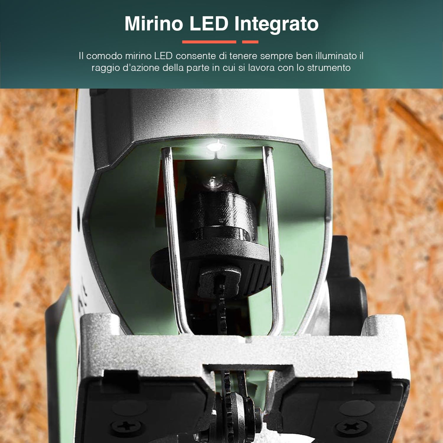 Seghetto Alternativo Pendolare 20V, con 2 Lame Incluse, Motore Bipolare, Telaio in Alluminio Ultraleggero, Angolo di Smusso 45°