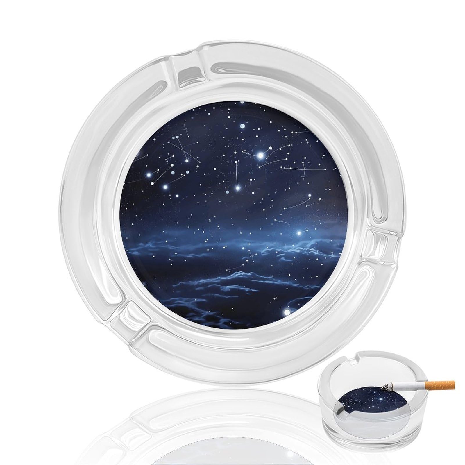 Cendrier rond en verre grappe d'étoiles cadeau idéal pour maison