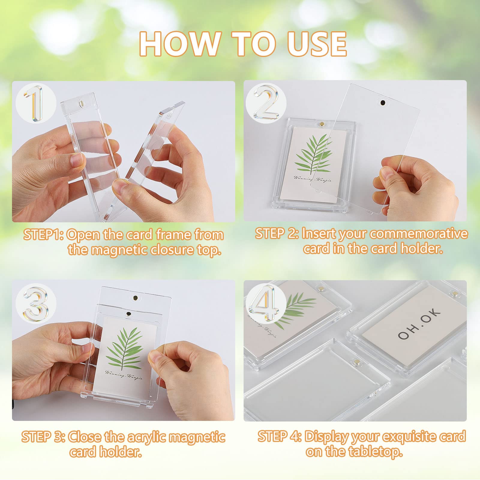 SWAWIS 8 Set Protection Carte 35PT Porte-cartes à Collectionner Magnétique Toploader Transparent plus Pieds Protection UV Cadres