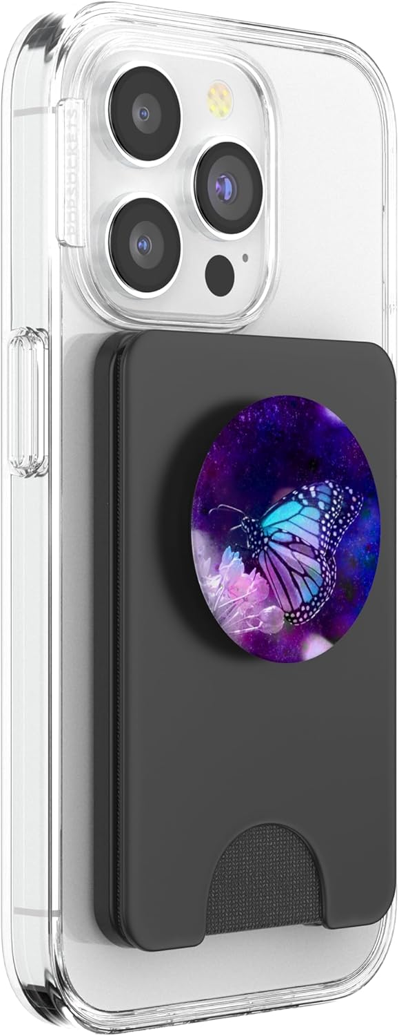 Butterfly Animal Dark Purple Galaxy Wings Nature Design PopSockets PopGrip: Swappable Grip for Phones & Tablets PopSockets PopWallet for MagSafe
