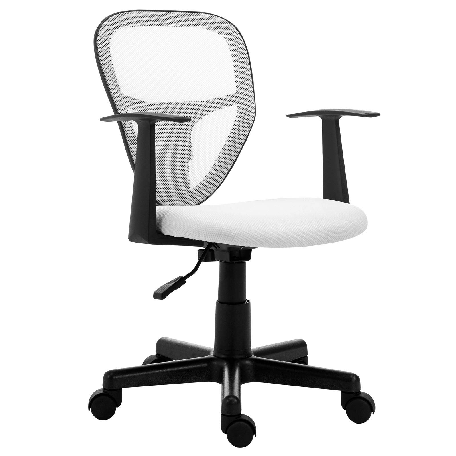 CARO-Möbel Silla giratoria para niños Studio – Silla ergonómica de escritorio con reposabrazos, ajustable, color blanco, ideal para niños, malla transpirable, fácil montaje [hasta 80 kg]