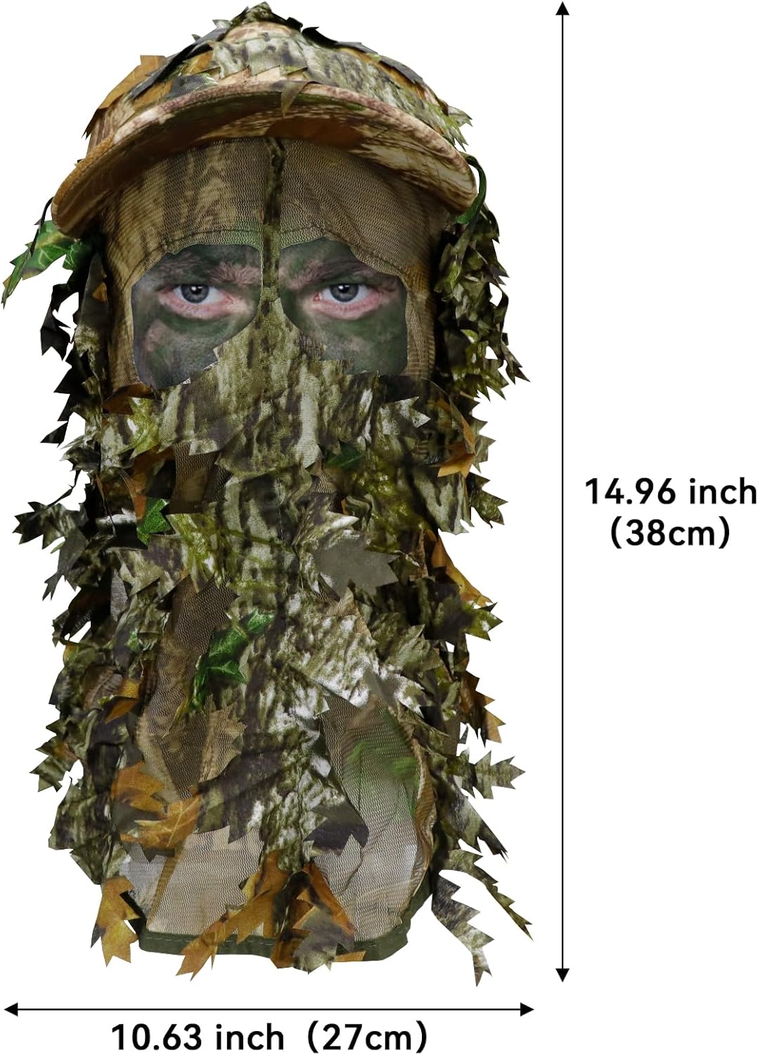 AOUTACC 3D Ghillie Camouflage Leafy Cap and Camo Hunting Gloves for Camo Hunting Shooting