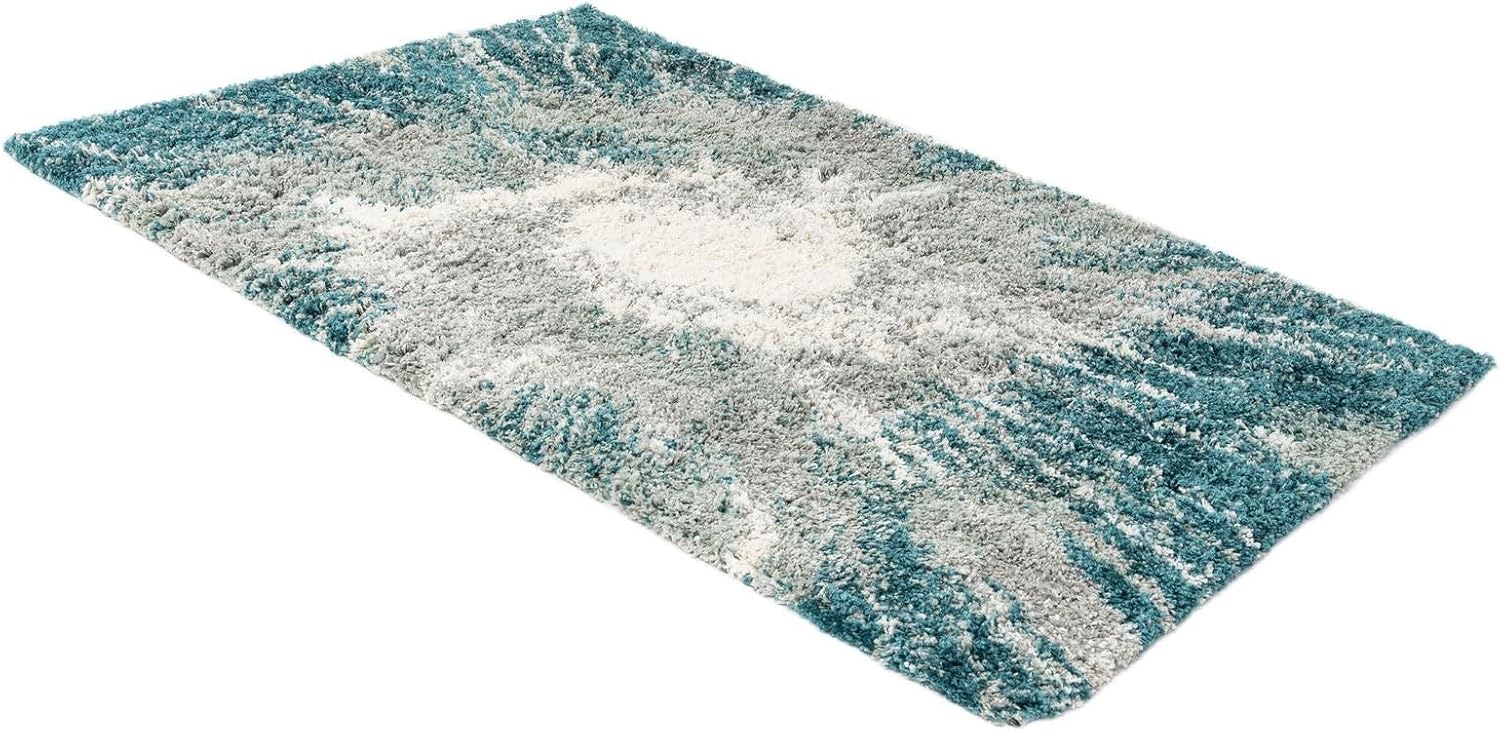 Rugs.com Soft Touch Shag Collection Rug – 4x6 Teal Shag-Pile Rug Perfect for Entryways, Kitchens, Breakfast Nooks, Accent Pieces