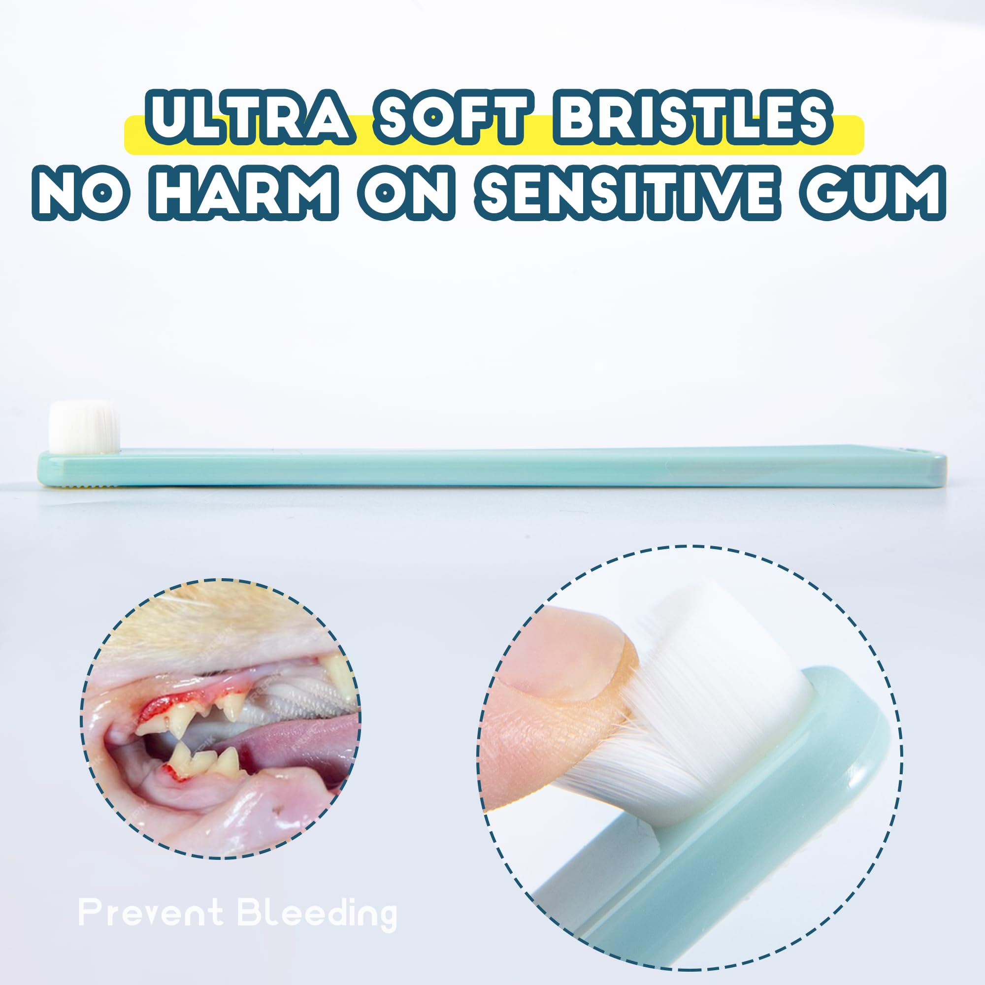 Cepillo de dientes para perros pequeños, kit de cepillado de dientes de gato y cachorro, ultra suave y mini cepillo de dientes para gatitos y mascotas pequeñas, cepillos de dientes para