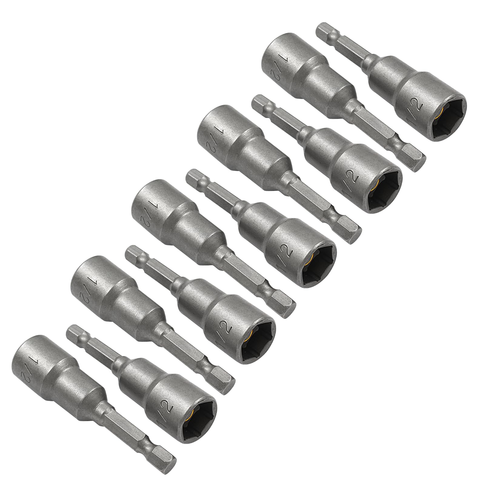 10 Pcs 1/2 Inch/ 12.5mm Hex Nut Driver Magnetic Extension Socket Drill Bit Holder, Quick-Change Power Nut Driver Bit Set Hex Shank Drill Bit Holder, 1