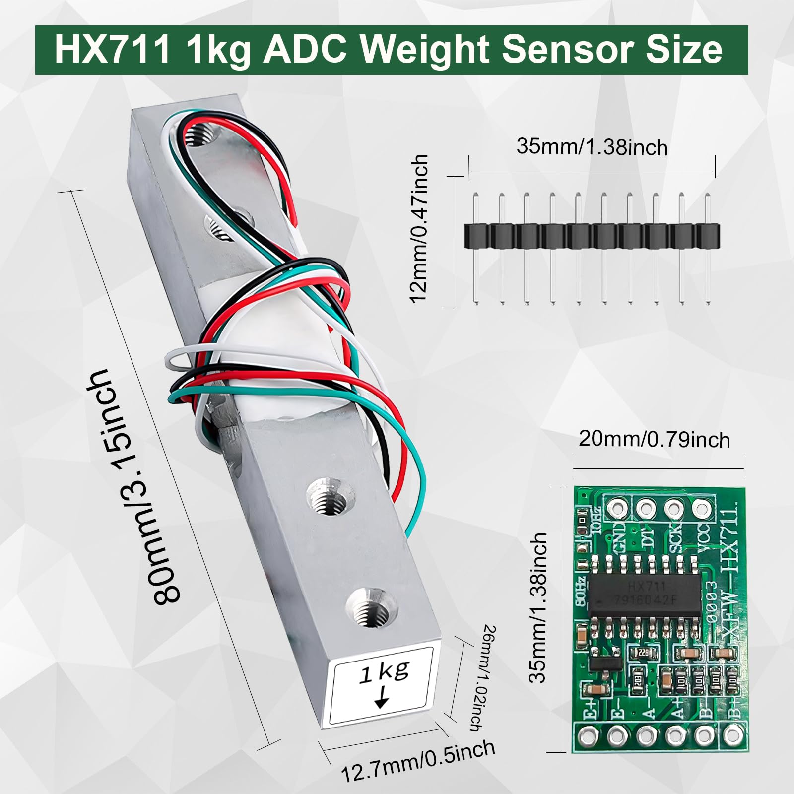 2PCS HX711 ADC Celle di carico 1kg Sensore di peso Celle di peso digitali Sensore di peso 1KG bilance elettroniche portatili da cucina, Peso celle di carico