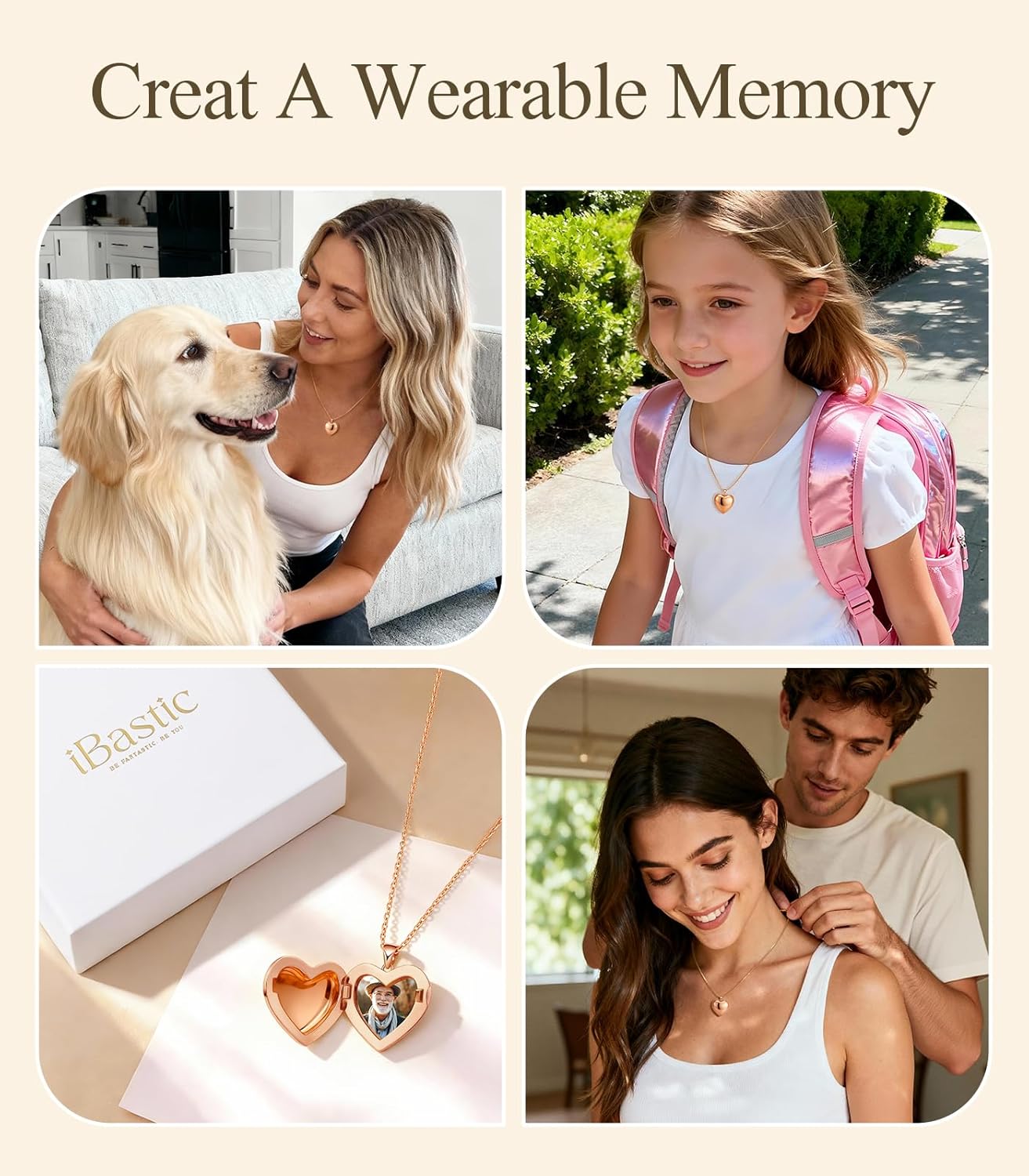 Heart Locket Necklace for Women - 16K Gold Silver Plated Photo Lockets Necklace that Hold 2 Pictures - Great Gift to Keepsake Full of Love and Remembrance, 16.8+2.2 Inch Extension Chain