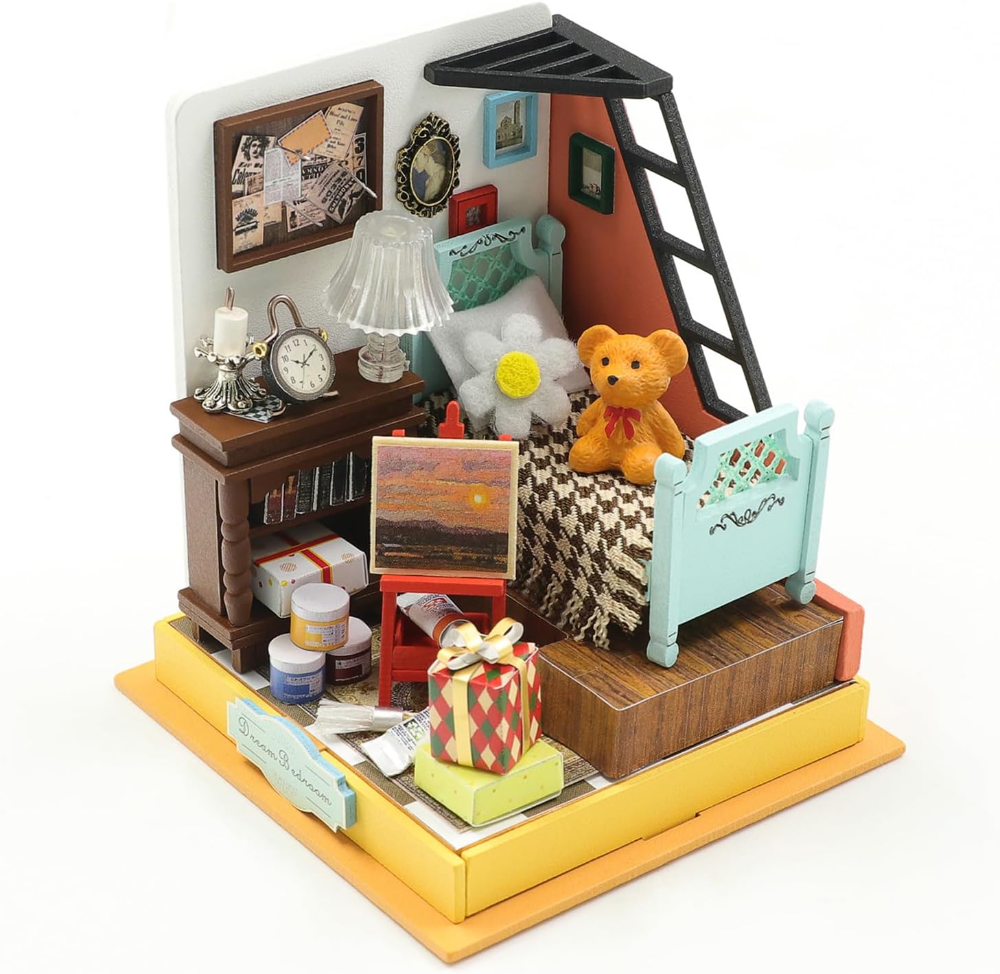KisoyMiniature DIY House Kit, Wooden DIY Dollhouse with Furniture for Teens and Adult, Handmade Dollhouse Toy with Furniture and Light for Birthday/Christmas Day(Dream Bedroom)