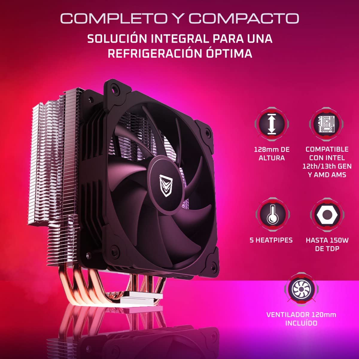 Nfortec - VELA X Dissipatore per CPU con 5 heatpipes, ventola PWM da 120 mm, TDP 150 W, compatibile con LGA1700 e AM5, nero