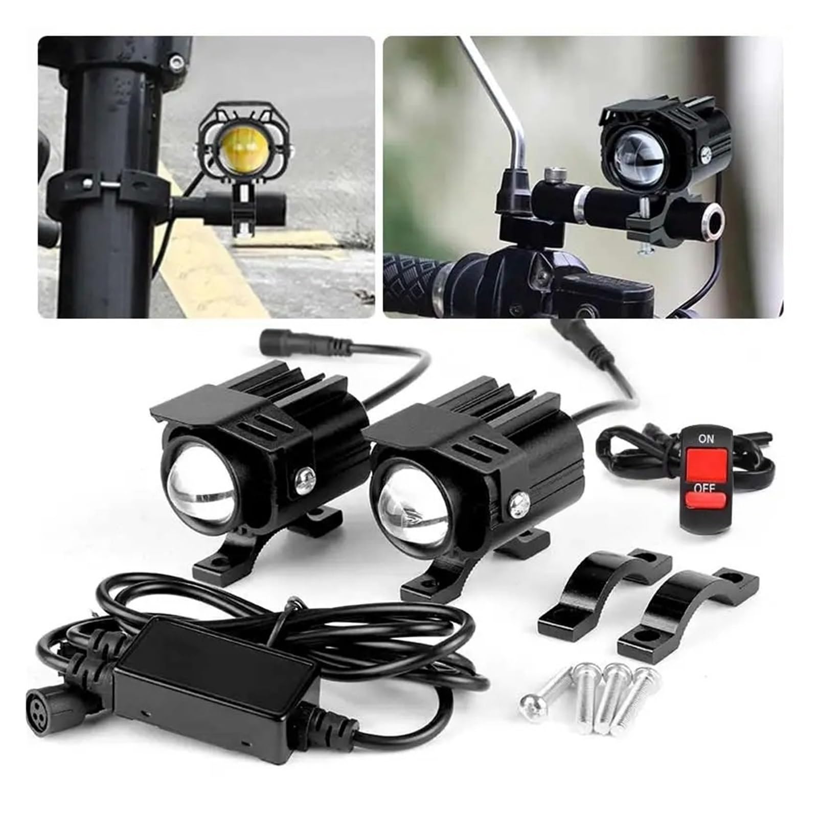 Pour ATV Pour UTV Camion Vélo Scooter 10V-60V Double Couleur LED Moto Phare Auxiliaire Antibrouillard Clignotant Projecteurs Phare De Moto