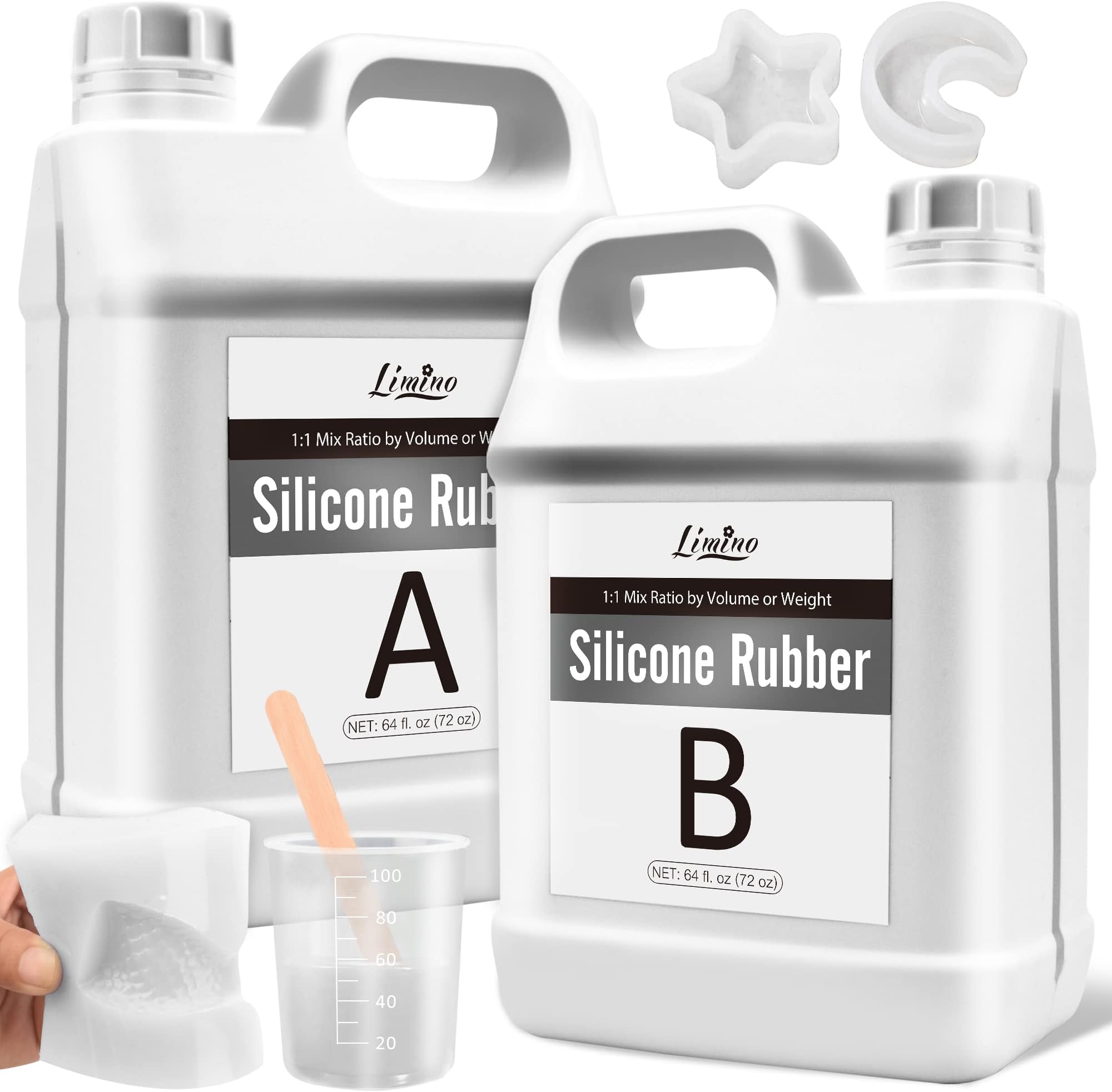 Silicone Moulds Making Kit - 3.8L/4.2kg Translucent 15A Liquid Silicone Rubber for Mould Making - 1:1 Mixing Ratio Fast Curing Moulds Making Silicone for Resin Mould, Casting, Candle Mould, DIY Crafts