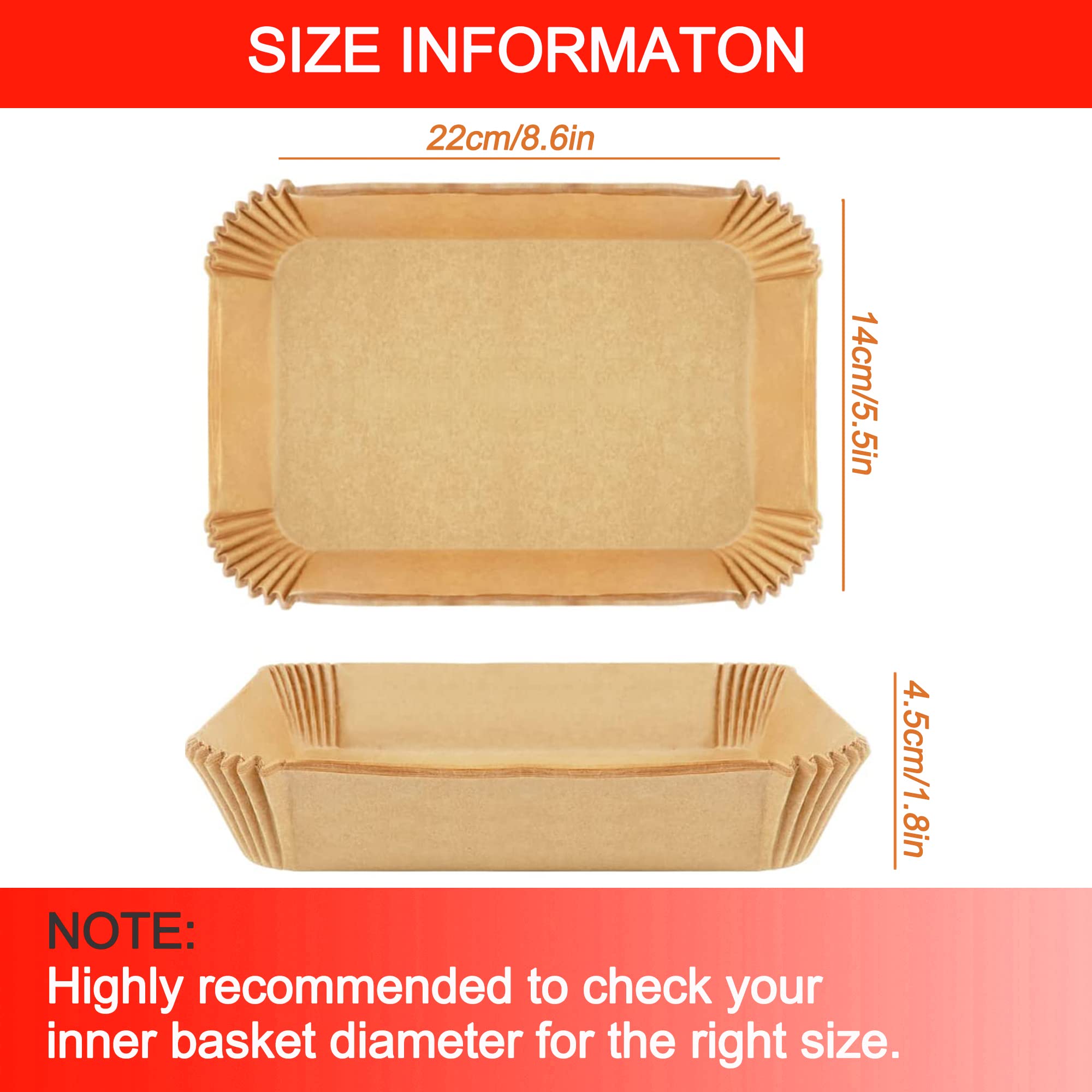 Fogli Di Carta Forno Per Friggitrice Ad Aria Ninja - 100 Pezzi 21.8x14.9 Cm, Antiaderenti, Resistenti Al Calore Fino A 220°C, Per FG551, DZ201, DZ401