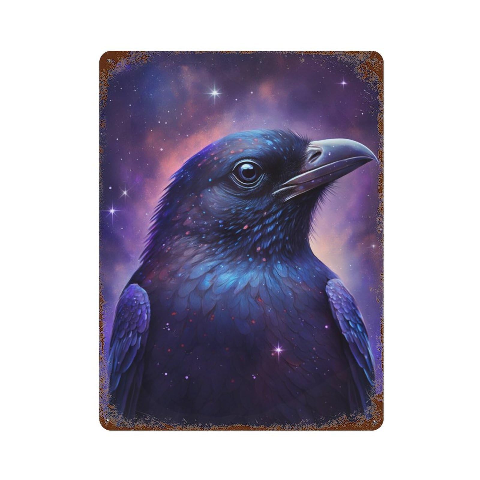 Cosmic Raven Art Print-8 Vintage Metal Tin Sign 15.7"x11.8", Farmhouse Wall Decor for Garage, Bar And Workshop Decor