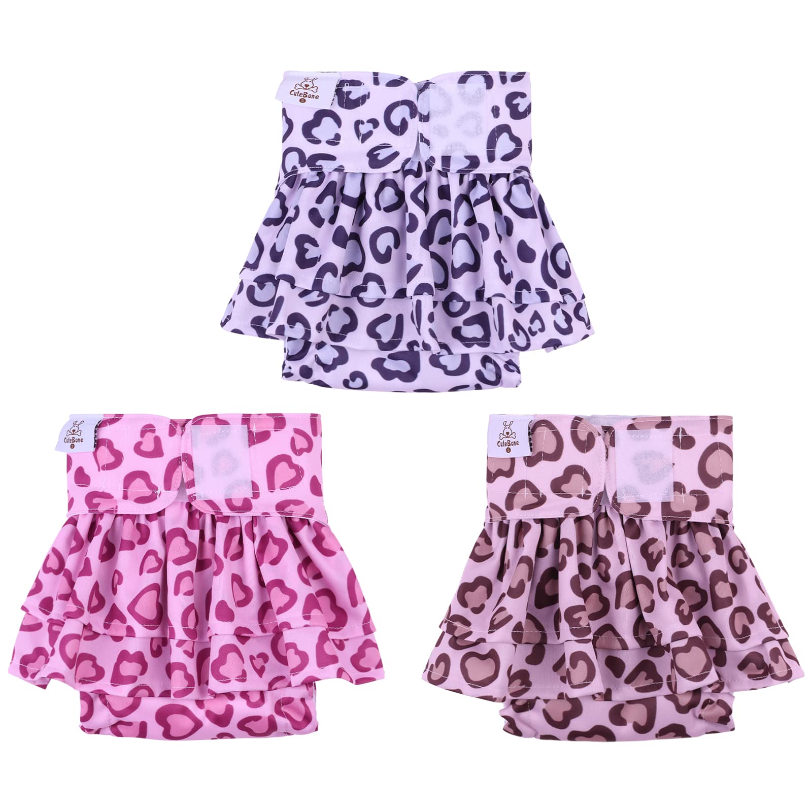 CuteBone Female Dog Diapers with Skirts 3 Pack