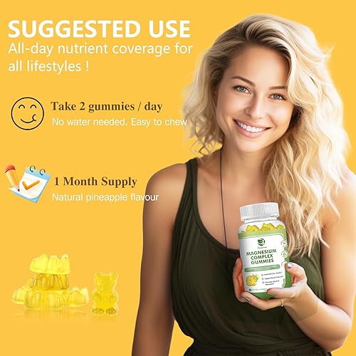 Miniatura 7 de Complejo triple de magnesio con glicinato de magnesio de alta absorción 500 mg, taurato y citrato - Suplemento de magnesio masticable con calcio,