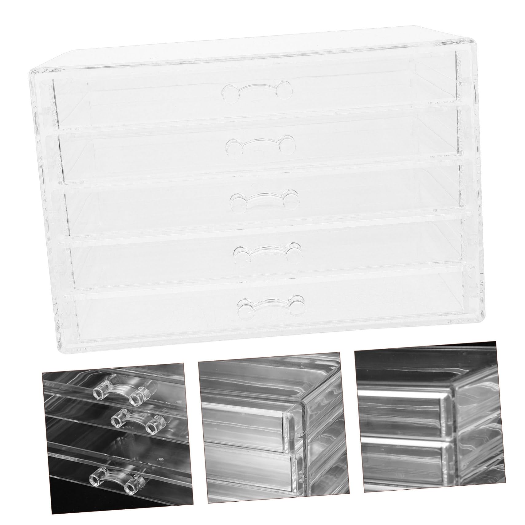 Happyyami Organizador de Maquillaje Acrílico con 5 Cajones Versátil y Fácil de Limpiar para Decoración de Escritorio y Almacenamiento de Cosméticos