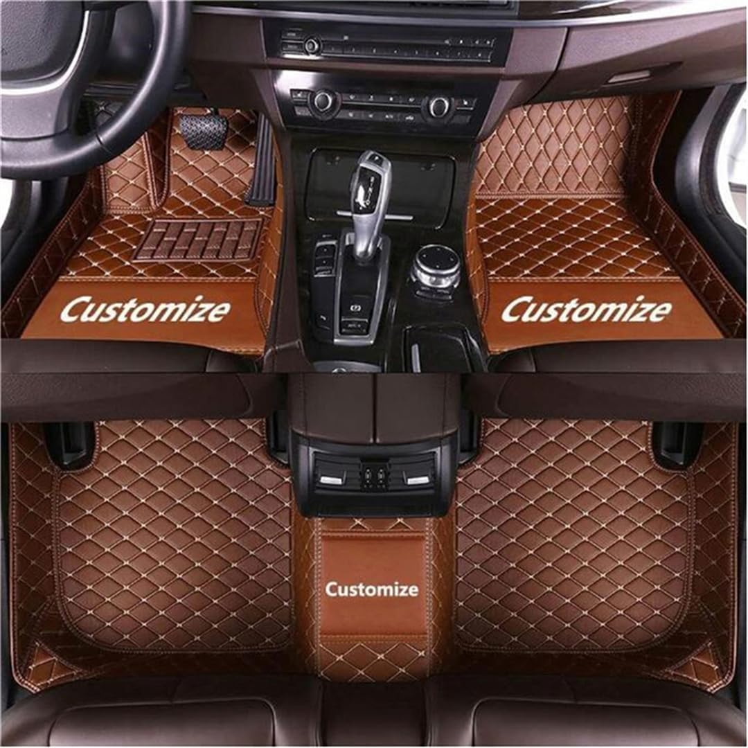 Custom car Floor mats Suitable for 98% car Truck SUV,car mats All Weather Personalized,Full Coverage Luxury Car Mats, Anti-Slip Leather Floor mats.Floor Liner Car Accessories (Brown)
