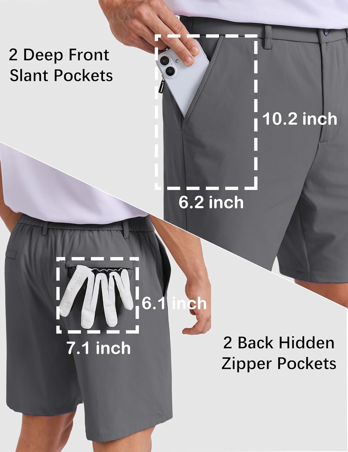 COOFANDY Men's Casual Shorts 7" Stretch Golf Shorts with 4 Pockets Quick Dry Lightweight Shorts Dress for Hiking Work - Image 4