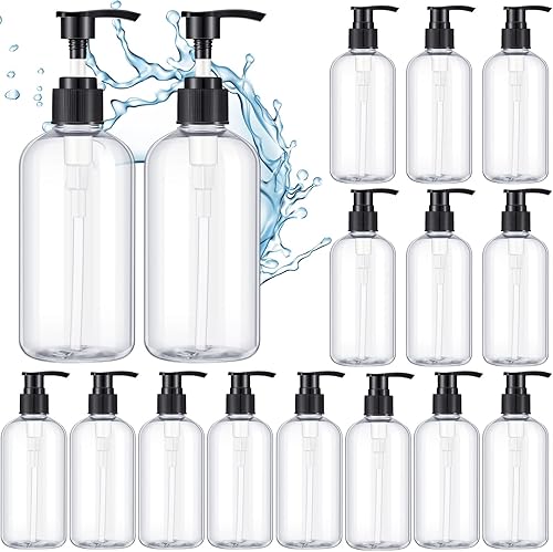 16 botellas vacías de champú, botellas de plástico, dispensador de jabón líquido para platos, dispensador de champú recargable para pared de ducha,