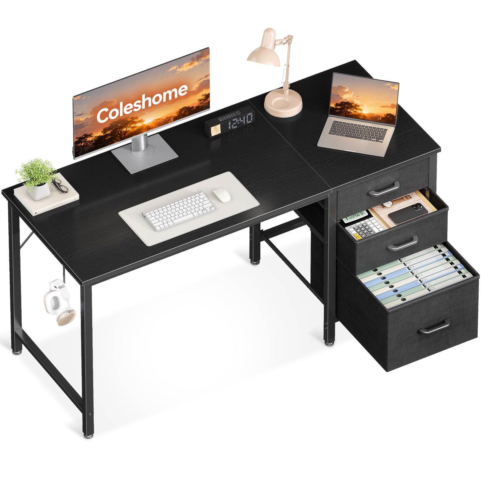 Oferta: Coleshome Escritorio con 3 Cajones de Tela, 120x48cm