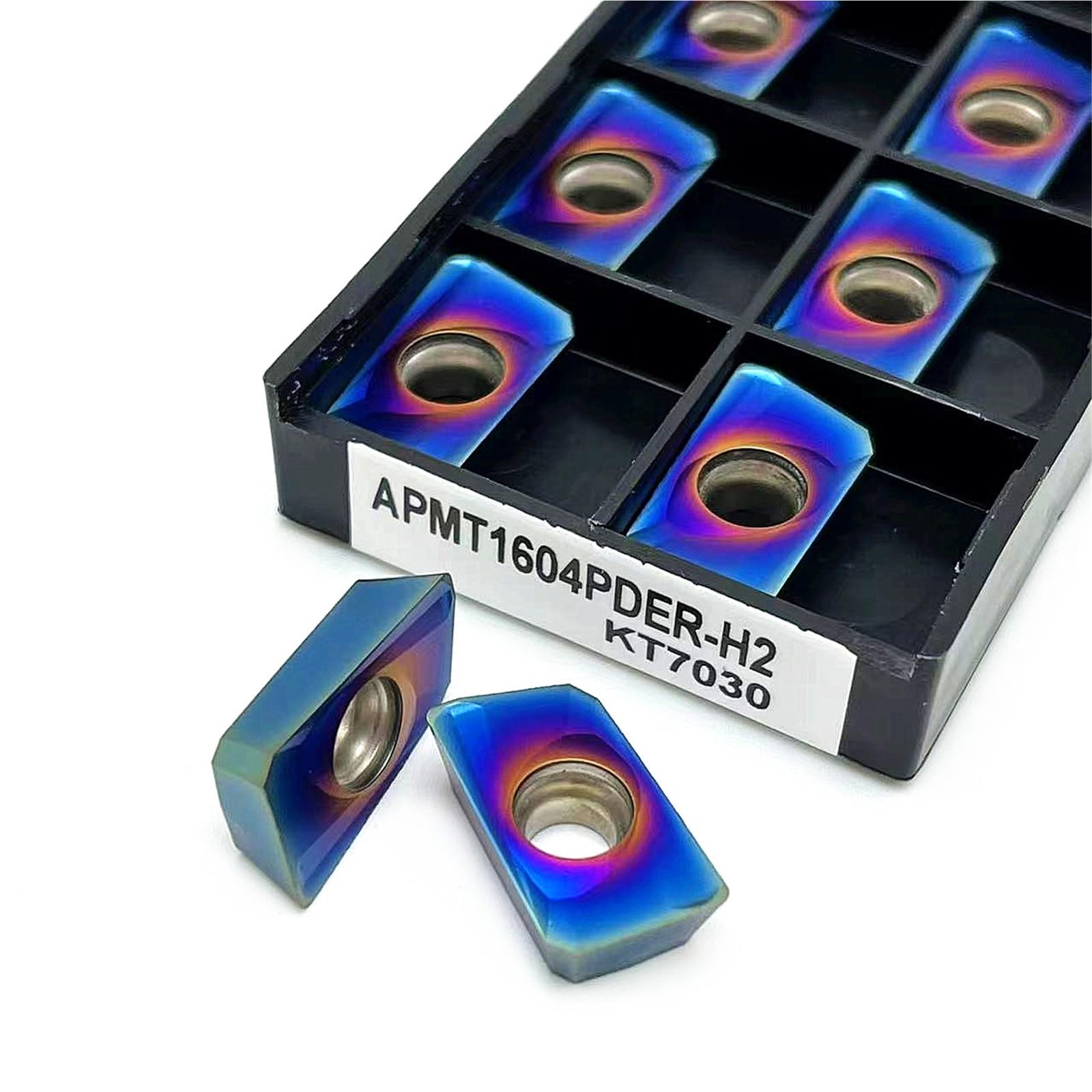 10 Uds. Inserto De Carburo Herramienta Corte Fresado Torno Azul Hoja CNC(APMT1604 H2 KT7030)