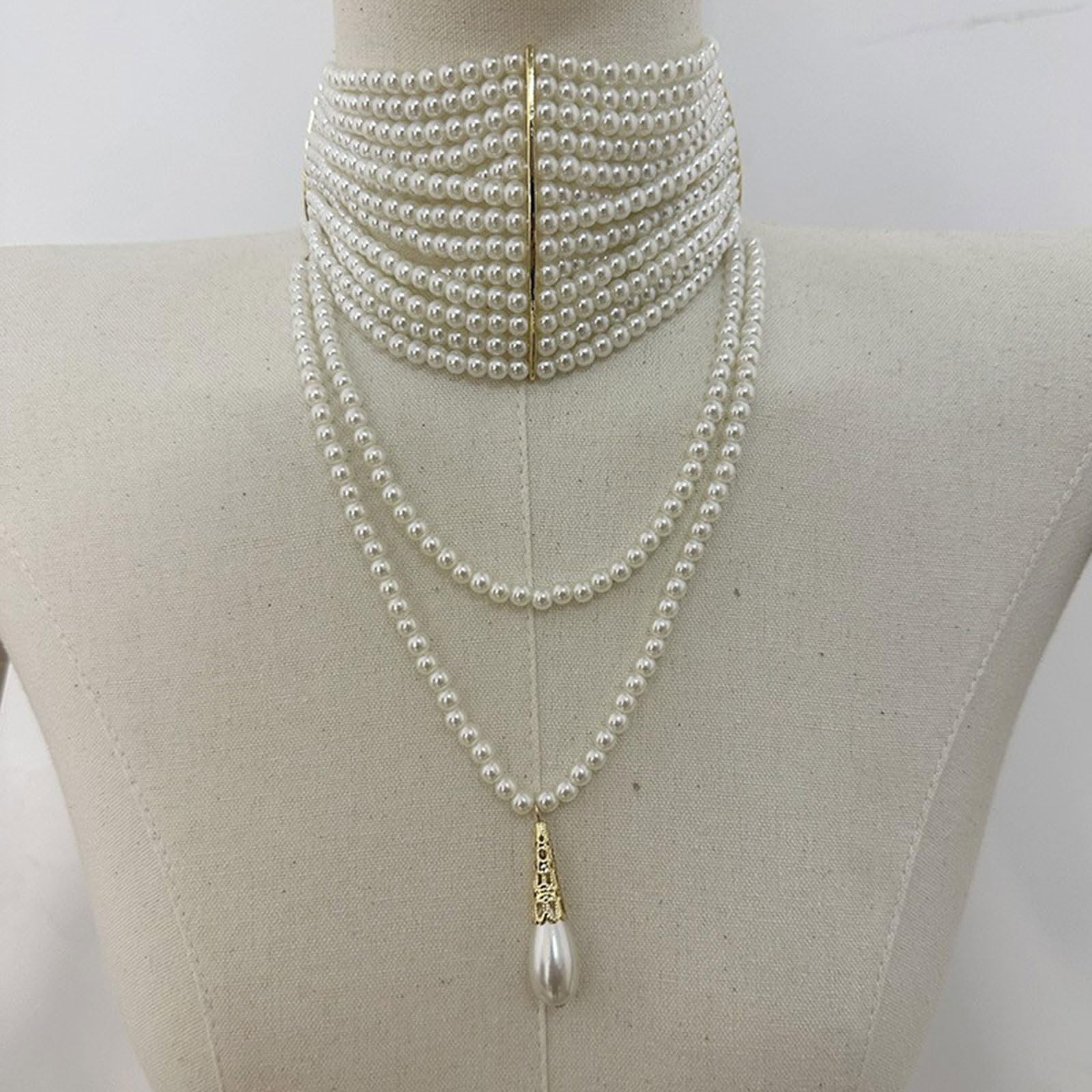 [Psdndeww] Collier sophistiqué avec perles et pompon dynamique, accessoires de mode pour des occasions élégantes