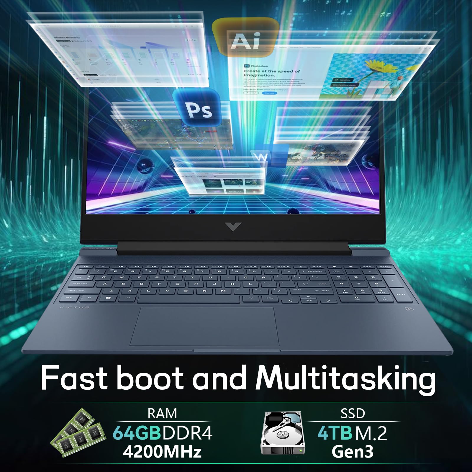 Amazon.co.jp: HP Victus 15 ゲーミングノートパソコン、64GB RAM 4TB