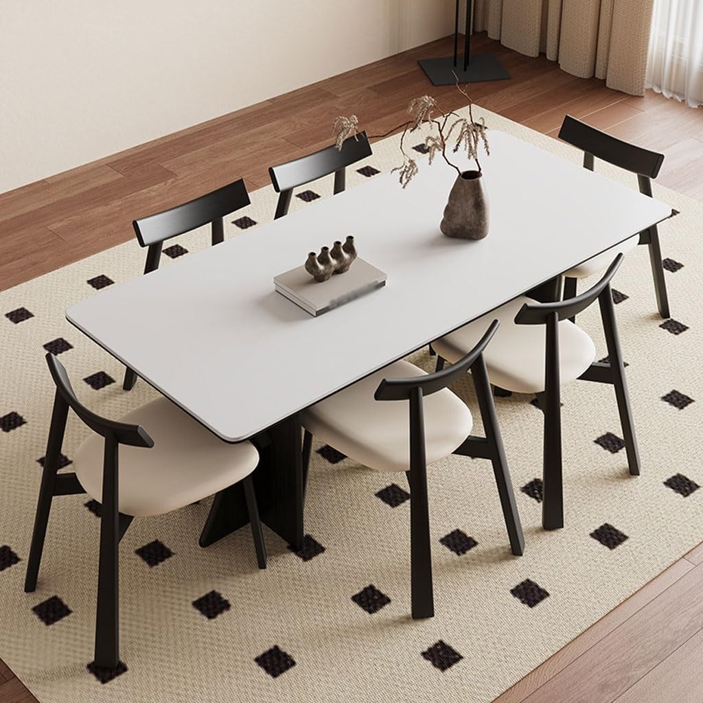 【HALIZA(ハリッサ)】★正規品★ダイニングテーブル レトロなクリームスタイルのホームリビングルームのロックプレートロングテーブルクリエイティブな無垢材のダイニングテ