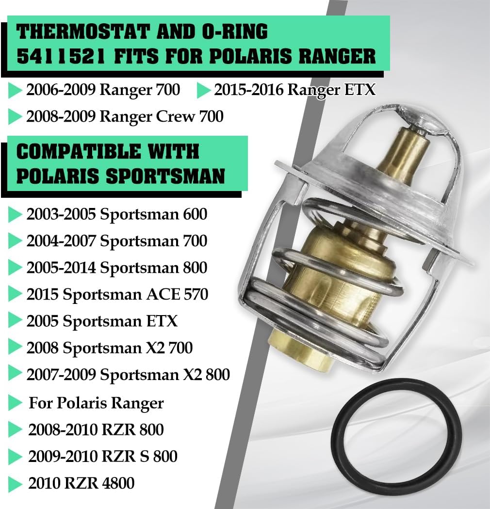 7052352 Thermostat with O-Ring Replacement for Polaris Sportsman 600 700 800 RZR 800 Ranger 700 ATV UTV Replaces 7052308 5411521