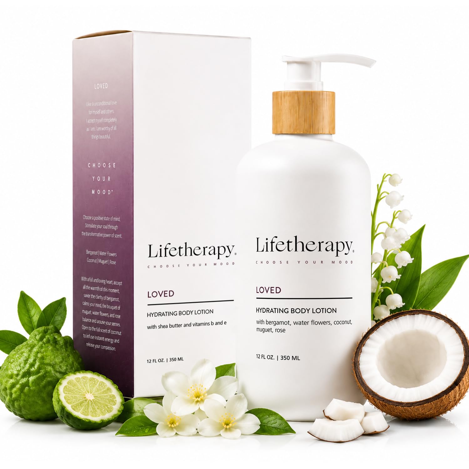 Lifetherapy Body Lotion for Dry & Sensitive Skin, Hydrating Lightweight Non-Greasy Moisturizer, Vegan Gluten Free Clean Beauty, Loved Fragrance, Daily Use for Women & Men 12oz