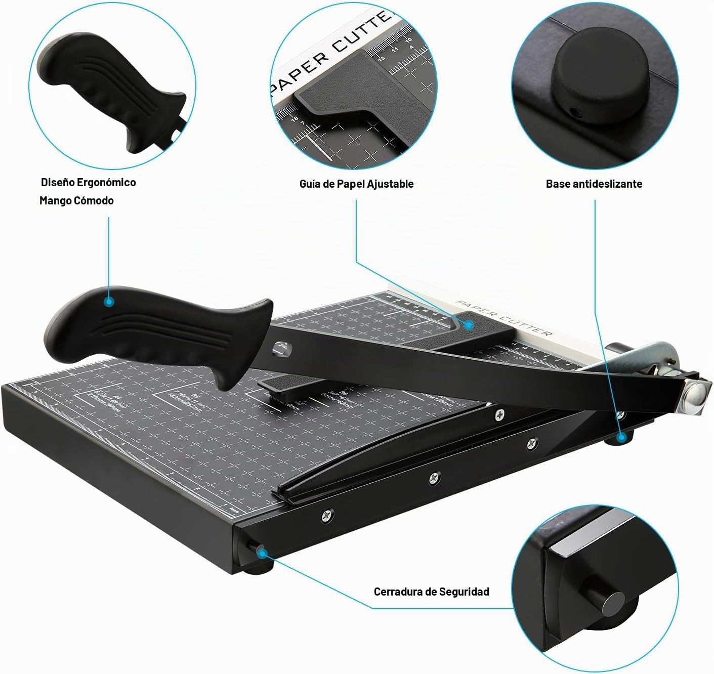 Nictemaw A4 Guillotina para Papel Profesional - 10 Hojas, Negro | Cortadora de papel de precisión con cuchilla segura. Ideal para proyectos creativos en oficina y escuela