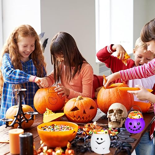 Miniatura 4 de 14 cubos de dulces de Halloween, mini soporte para dulces de Halloween, caldero de calabaza y fantasma, cubo de dulces para dulce o truco,