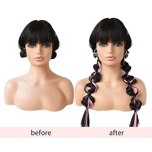 Miniatura 5 de 2 piezas de peluca de cola de caballo de burbujas, trenza, extensión de cola de caballo trenzada, 14 pulgadas, peluca de cola de caballo trenzada