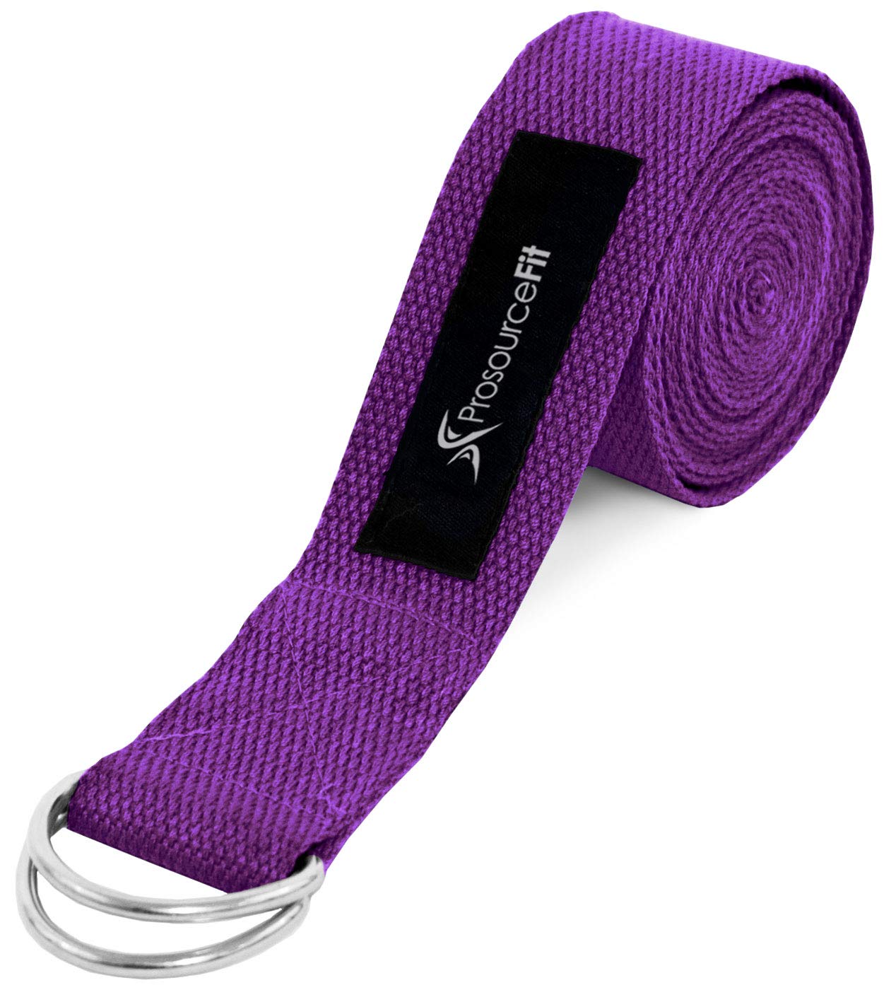 ProsourceFitMetal D-Ring Yoga Strap 8’ Durable Cotton for Stretching and Flexibility