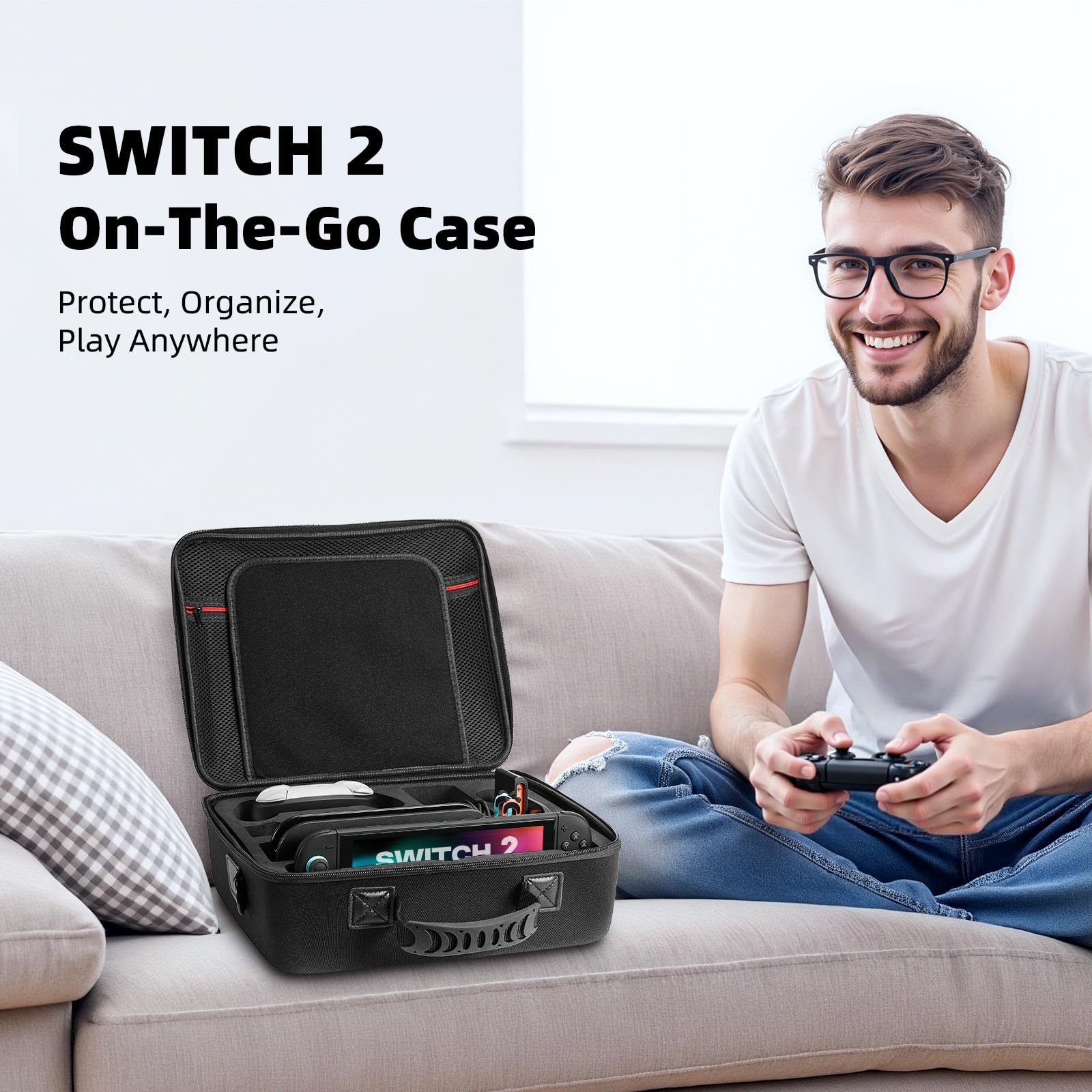MoKo Custodia per Nintendo Switch 2 (2025) – Custodia da Viaggio Rigida Portatile All in One con Grande Capacità per Base, Alimentatore, Console, 21 Schede di Gioco e Altri Accessori Switch 2, Nero