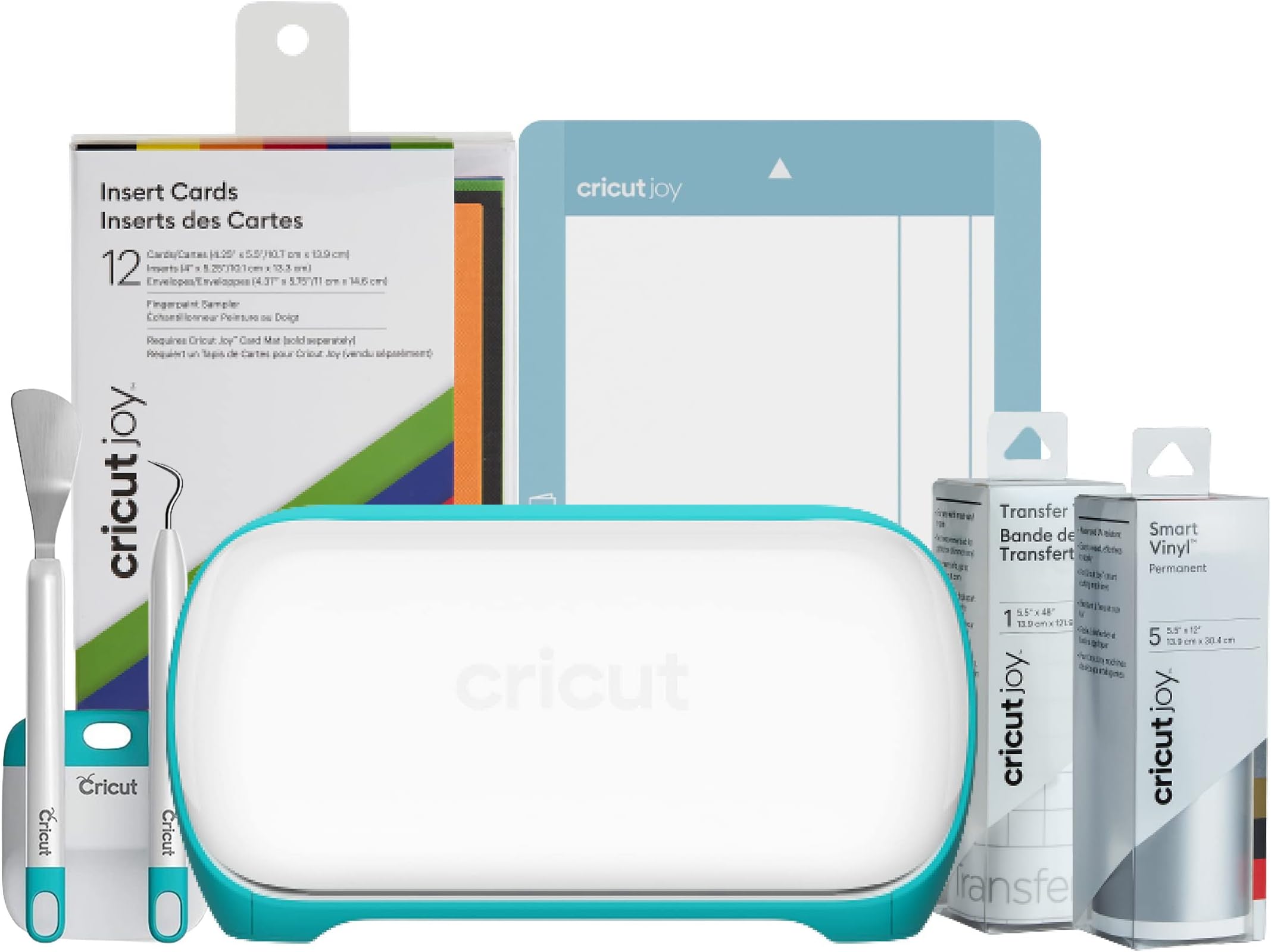 Joy Essential Bundle Includes - Cricut Joy Machine, Joy Smart Vinyl, Joy Insert Cards, Joy Card Mat, 4.5" x 6.25", Joy Starter Tool Set & Joy Transfer Tape - 5.5" x 48