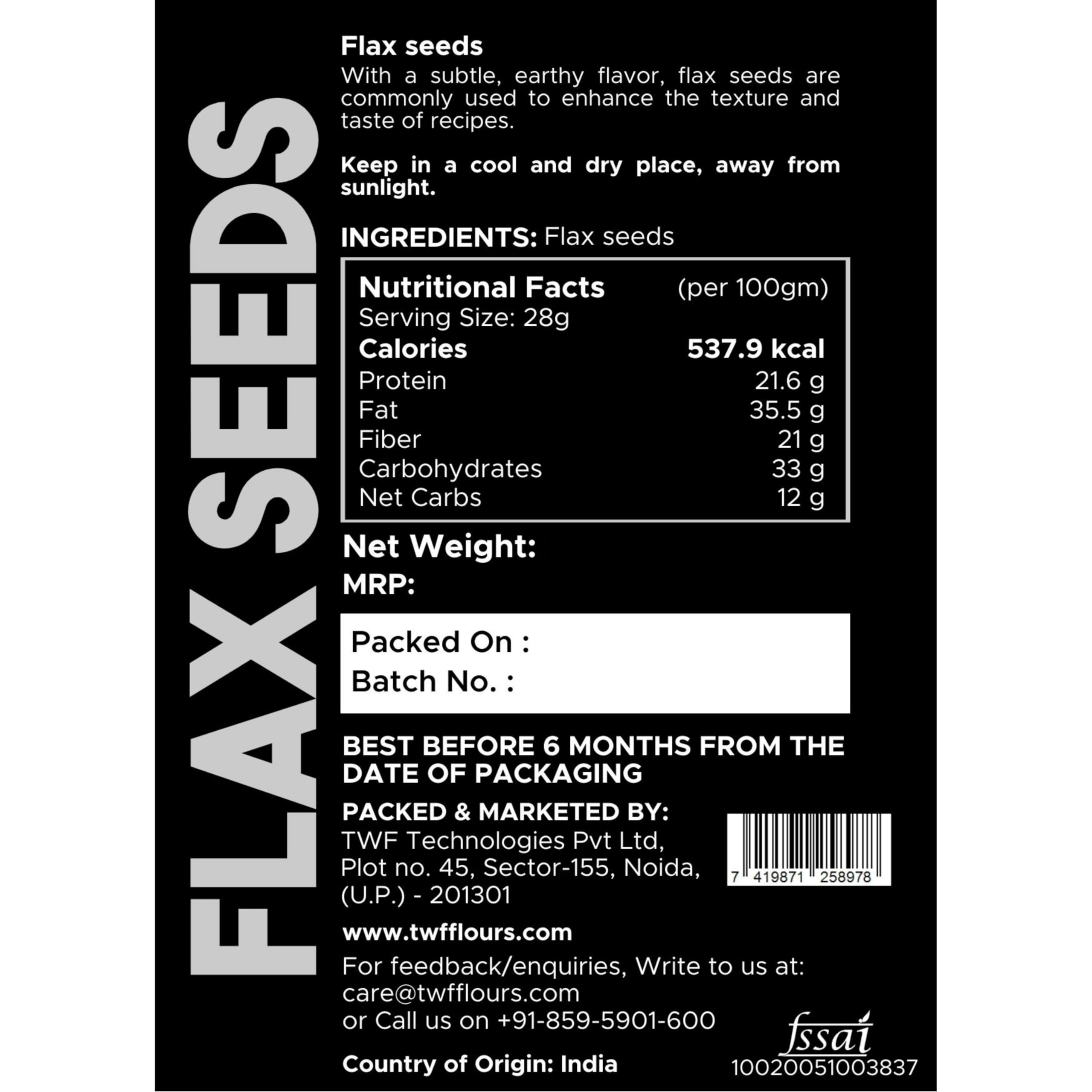 TWF Virgin Flax Seeds | 1 Kg | AAA Grade Seeds for Eating | Rich In Protein & Dietary Fibre | Supports Weight Loss | Alsi Seeds | No Artificial Additives or Harmful Pesticides | Resealable Pack | Diet Snack | Unroasted | Unsalted | Highest Natural Potency - Image 3 thumbnail