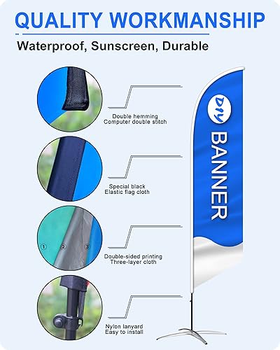 Miniatura 4 de Banderas de plumas publicitarias personalizadas para negocios fuera de texto con logotipo personalizado en letrero de bandera abierta, pancartas y