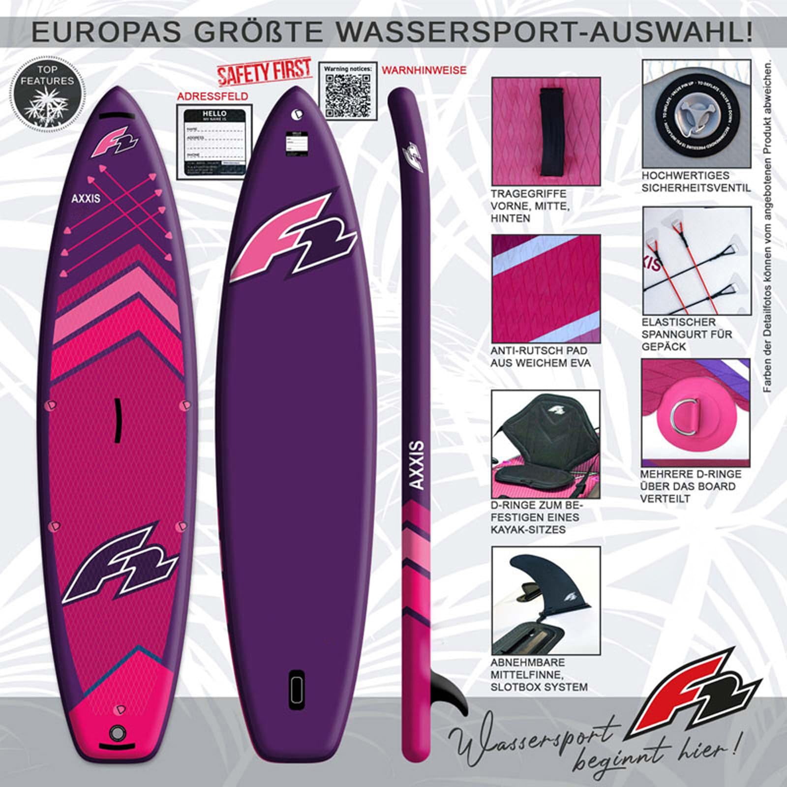 F2 Stand Up Paddle Board AXXIS Damen Ltd. Edition SUP Set Größe wählbar 2024/25