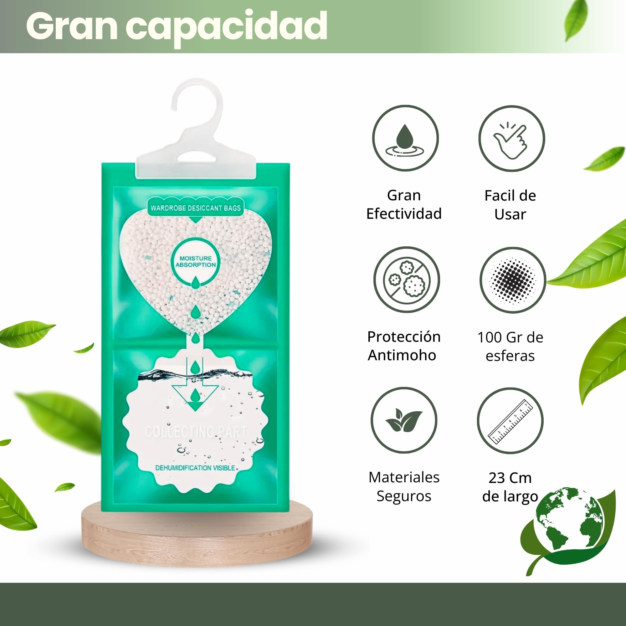 Pack 5 Bolsas Antihumedad con Percha | Absorbe Humedad y Previene Moho | Deshumidificador para Armarios, Ropa y Espacios Cerrados – KAI KOA