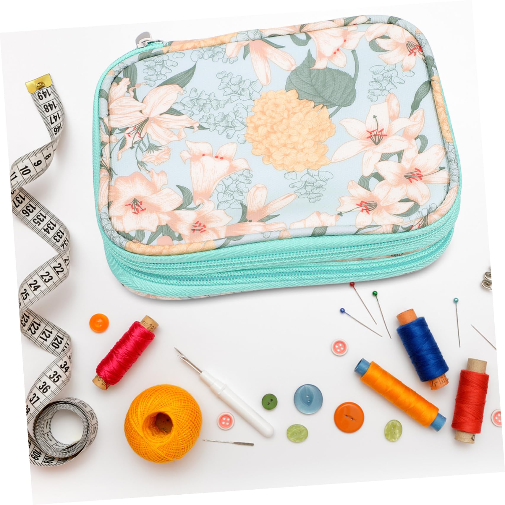EXCEART 3 Piezas bolsa de almacenamiento de ganchillo organizador de almacenamiento de bolsos bolsa de ganchillo de doble capa agujas de tejer circulares ranuras para ganchillo ronda