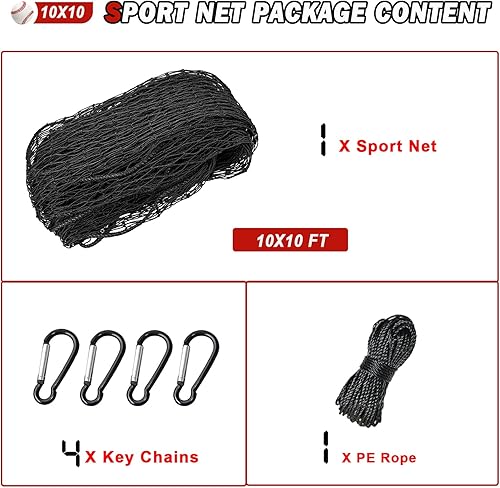 Miniatura 6 de AOLIGEIJS Redes de backstop de sóftbol de béisbol,Red deportiva,Barrera de red deportiva,Red deportiva para patio trasero,Red de PE anudada retorcida