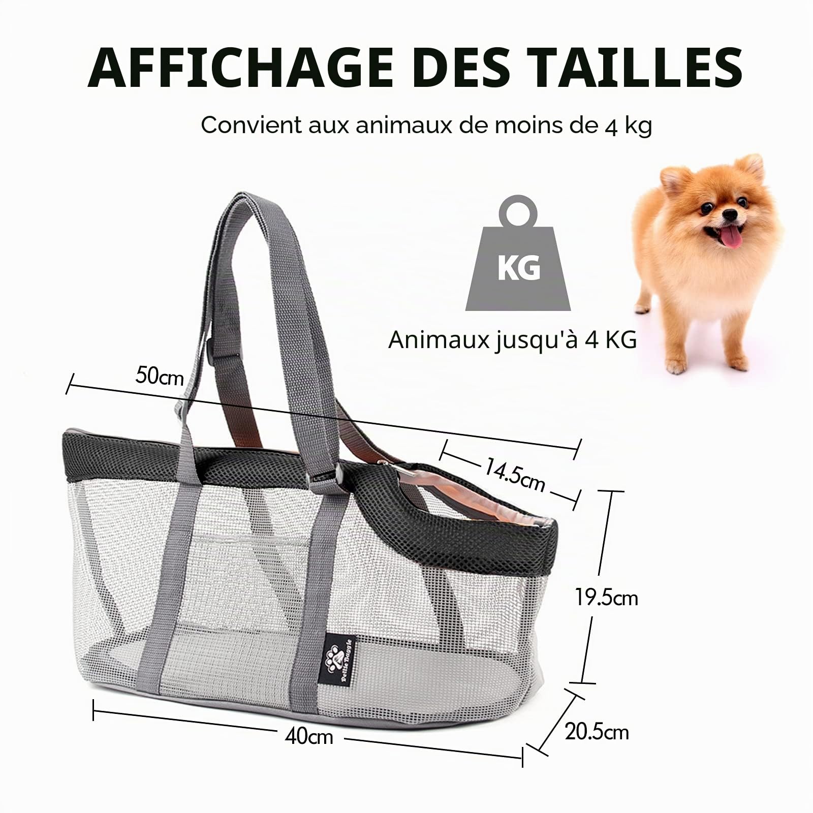 PETCUTE Sac Transport Chien,Sac à Main pour Animaux De Compagnie en Maille Respirant,Sac de Voyage pour Chien avec Coussins Amovibles,Confortable Sacoche À Bandoulière Portable pour Petits Chiens
