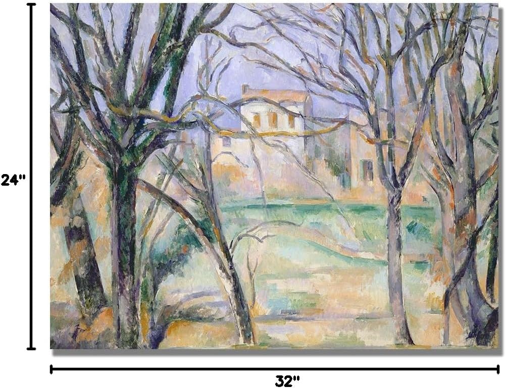Trademark Fine Art Trees and Houses Canvas Wall Art by Paul Cezanne, 24 by 32-Inch