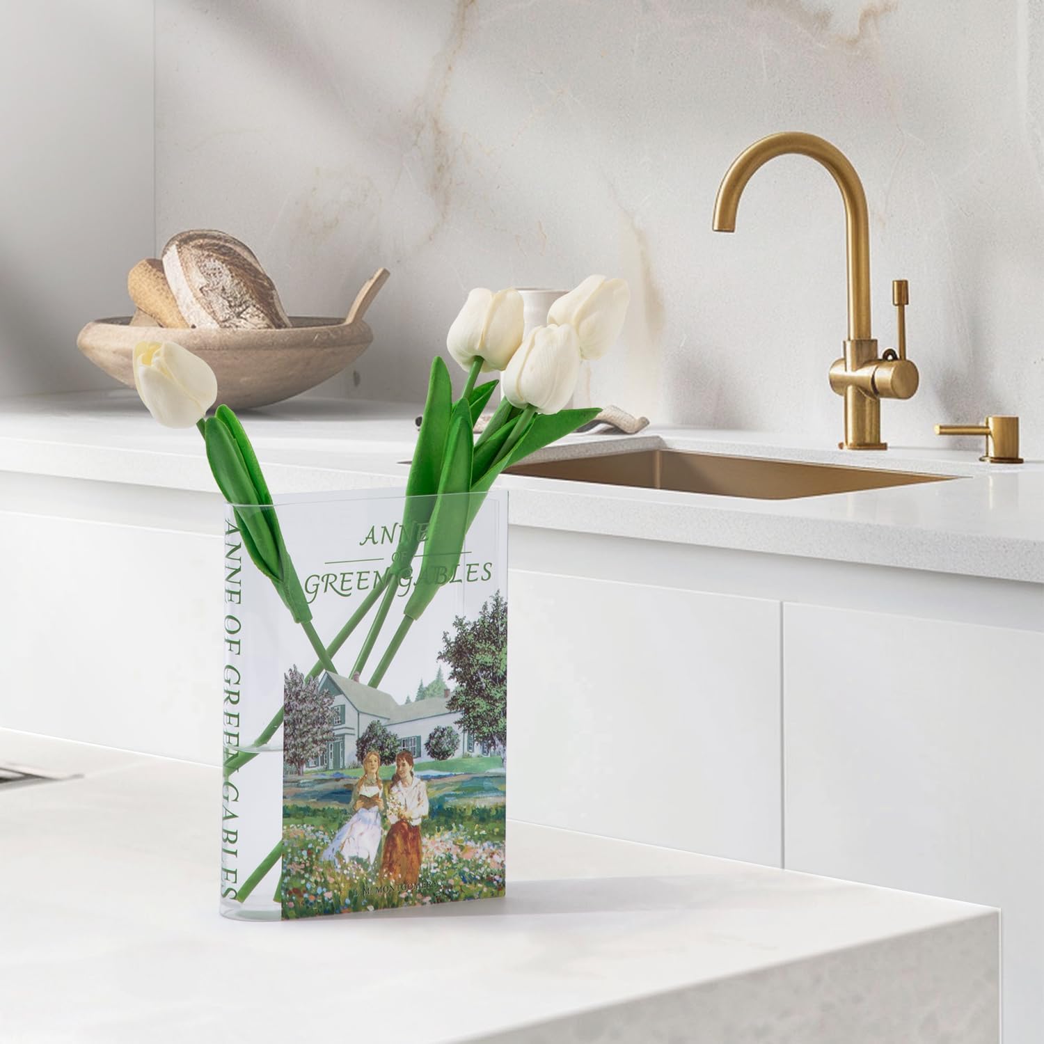 Acrylic Book Shaped Vase for Flowers, Book Flower Vase, Small Clear Vases for Home/Living Room/Bookshelf/Bedroom/Office Decor Aesthetic, Book Lovers Gifts(Anne) - Image 8