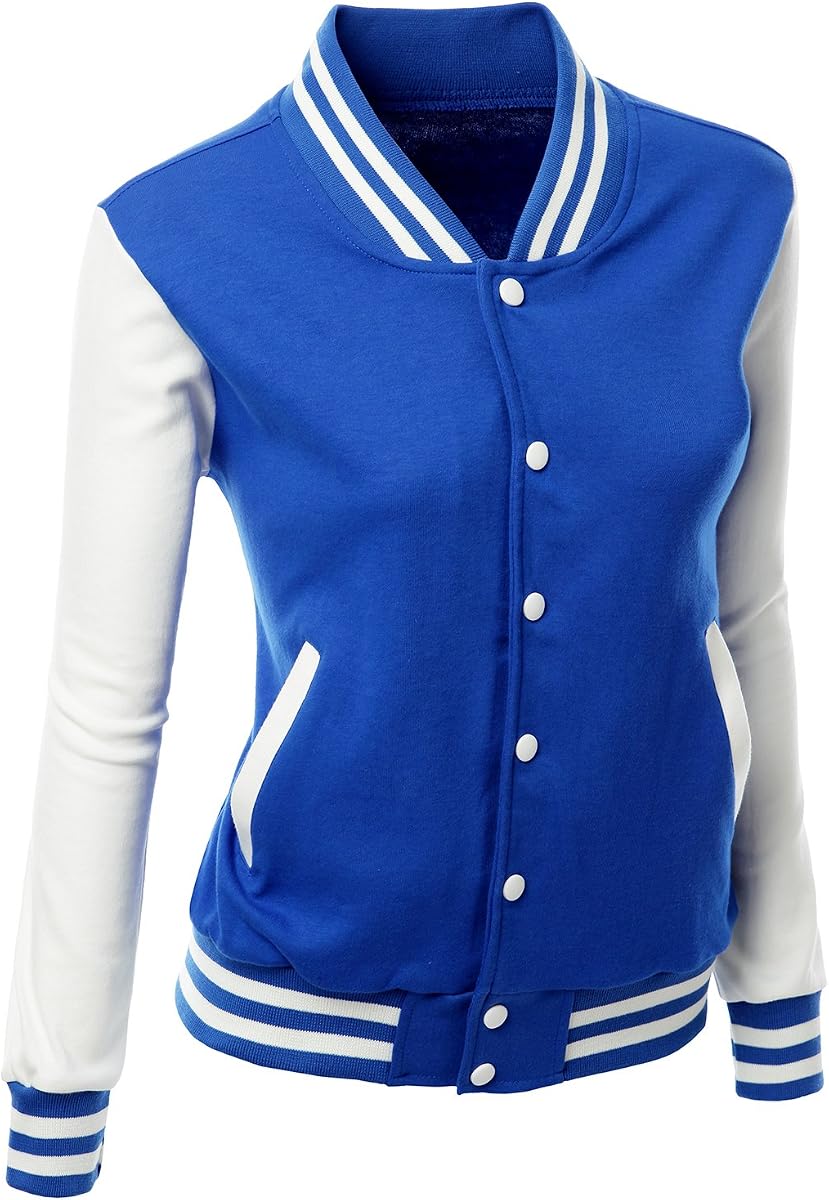 Women's Stylish Color Contrast Long Sleeves Varsity Jacket