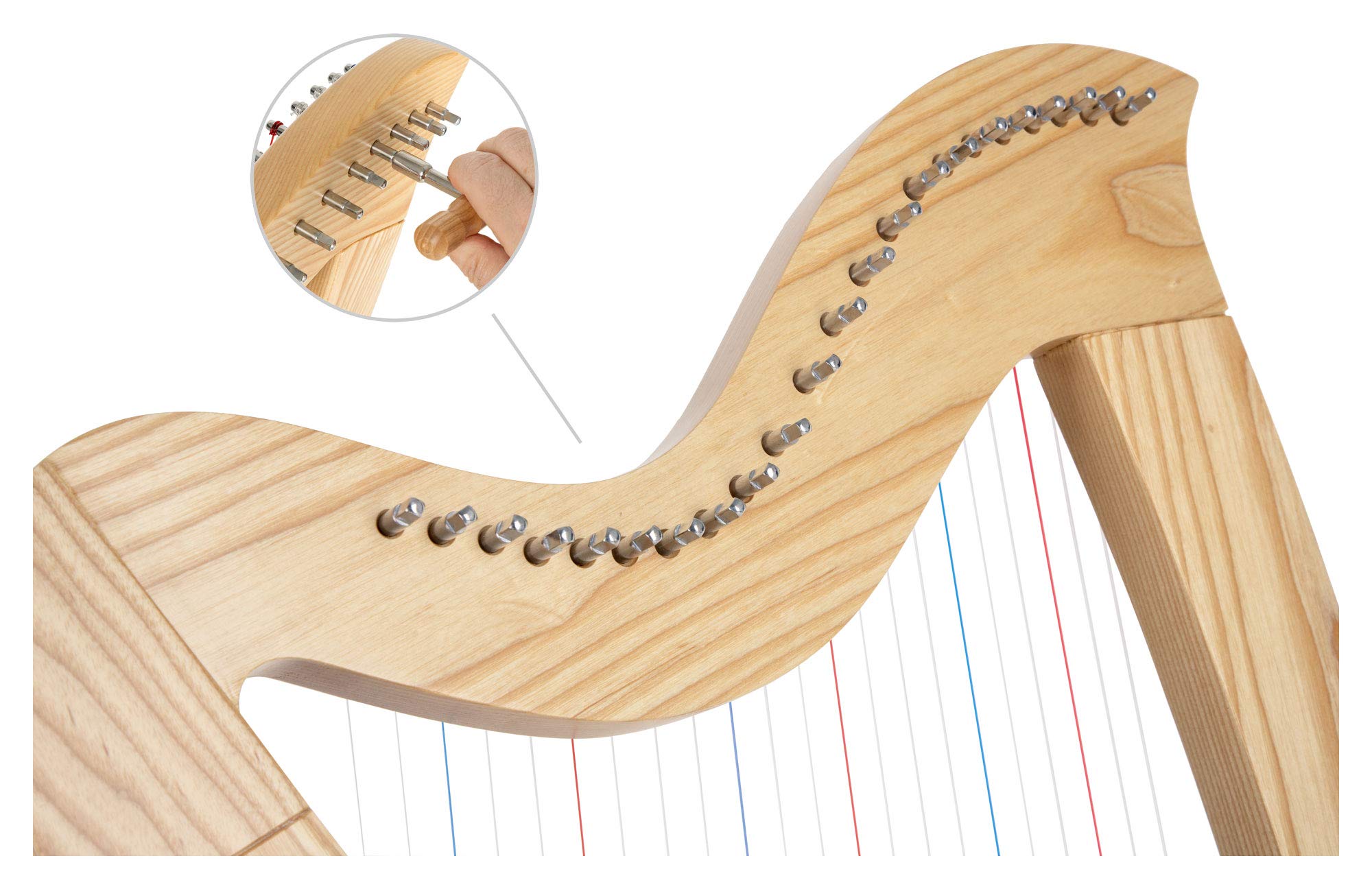 Classic Cantabile H-22 Arpa Celtica 22 corde in Mi bemolle maggiore, meccanica a semitoni, legno di frassino, inclusa borsa e 2 chiavi, altezza 83,5 cm.