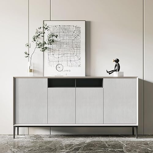 Miniatura 2 de Heroad Papel tapiz de madera gris y plateado, papel de contacto de madera gris, papel tapiz de madera extraíble, grueso con textura para armarios de