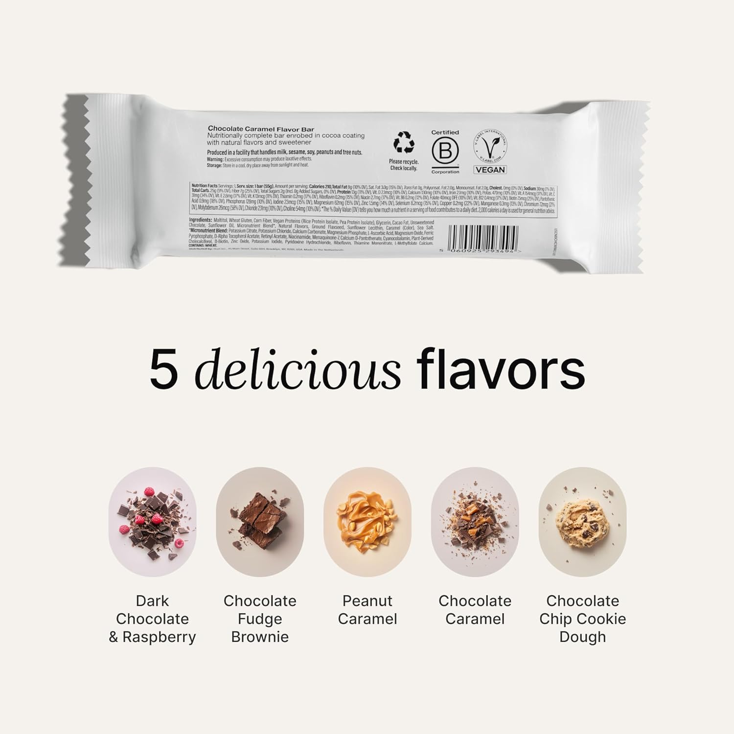 Huel Complete Nutrition Vegan Protein Bars | Chocolate Caramel | 13g Protein | 27 Vitamins & Minerals, 2g Sugar, Non-GMO, 100% Plant Based Snack | 12 Pack